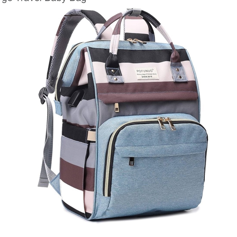 Pofunuo Diaper Bag Backpack - Waterproof Multifunctional Large Travel Baby Bag